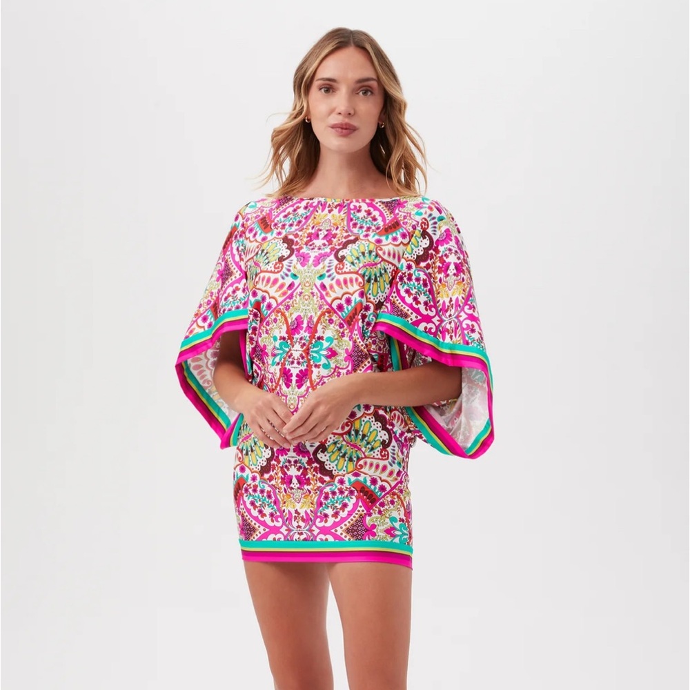 Trina Turk Hawaiian Garden Boatneck  Cover-Up Dress